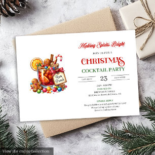 Watercolor playful Christmas cocktails party Invitation