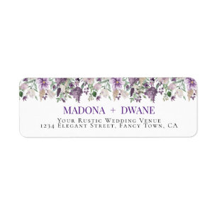 Watercolor Plum and Lilac Flower Label