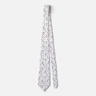Watercolor Plum and Lilac Flowers Neck Tie
