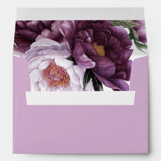 Watercolor Plum Purple Pink Peonies Greenery | Envelope