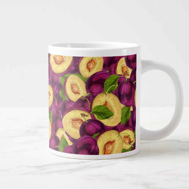 Watercolor Plums Giant Coffee Mug (Right)