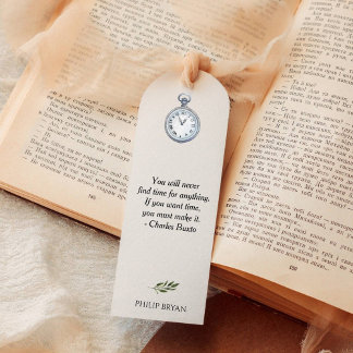 Watercolor Pocket Watch with Timeless Quote Bookmarks