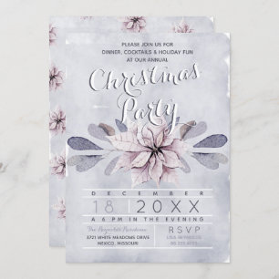 Watercolor Poinsettia Annual Christmas Party Invitation