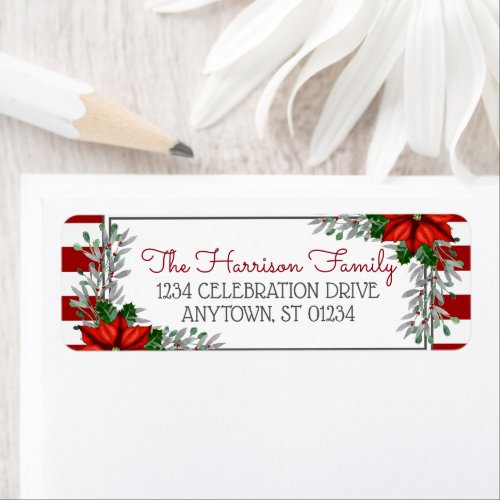 Watercolor Poinsettia Christmas Address Labels