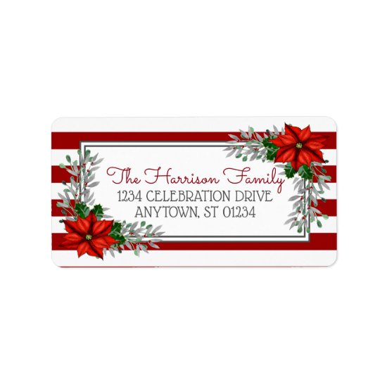Watercolor Poinsettia Christmas Address Labels