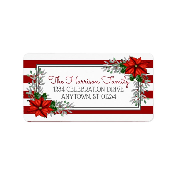 OLD Antique CHRISTMAS POINSETTIA Sheet  ADDRESS LABELS 