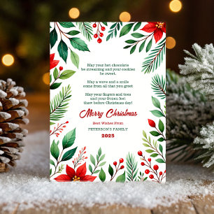 Watercolor Poinsettia Christmas Greeting Card