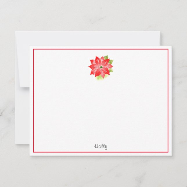 Watercolor Poinsettia Note Card (Front)