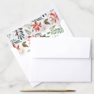 Watercolor Poinsettia Pattern Envelope Liner