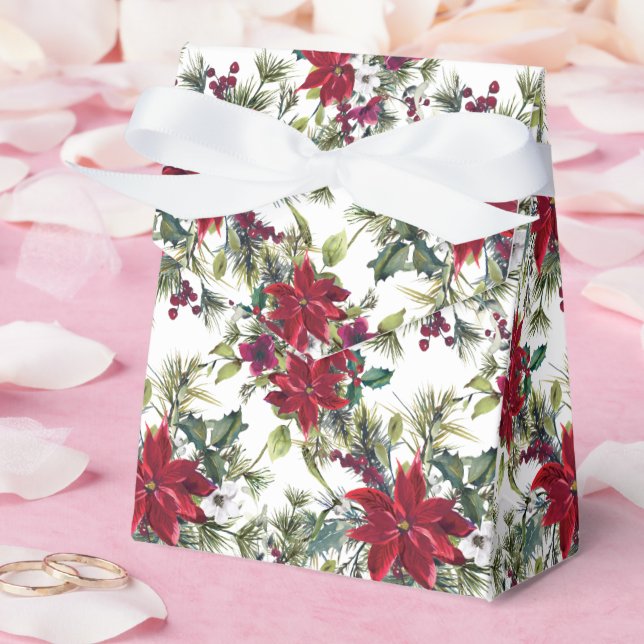 Watercolor Poinsettia Pattern  Favor Boxes (Wedding)