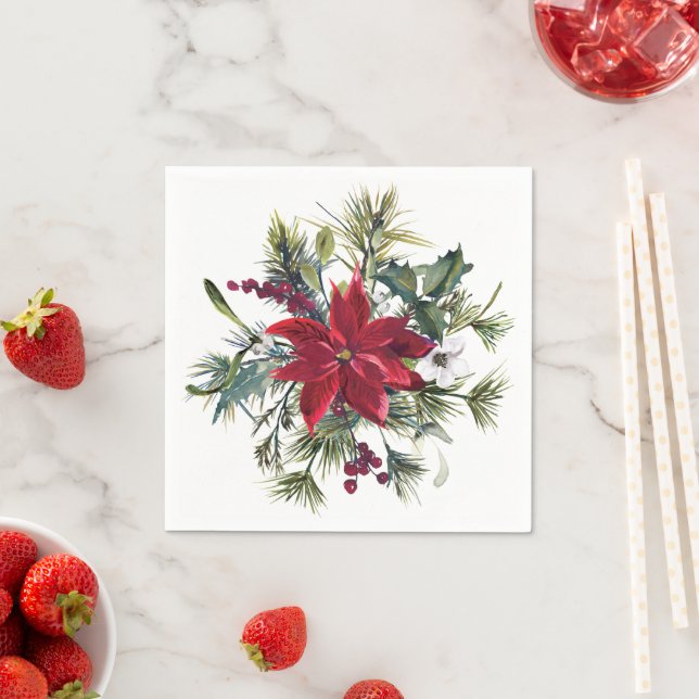 Watercolor Poinsettia Pattern  Napkins (Insitu)