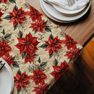 Watercolor Poinsettia Runner Rustic Christmas Chic