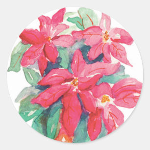 Watercolor Poinsettia Sticker