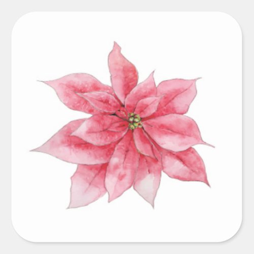 Watercolor Poinsettia Stickers