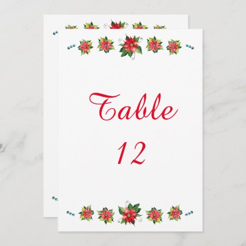 Watercolor Poinsettia _ Table Number