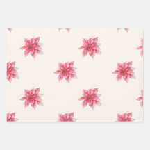 Watercolor Poinsettia Wrapping Paper Set