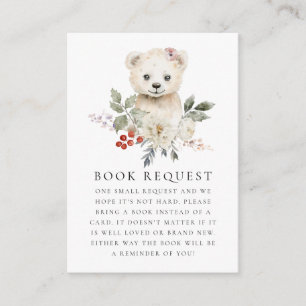 Watercolor Polar Bear Baby Shower Book Request Enclosure Card