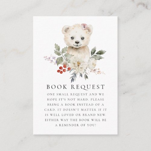 Watercolor Polar Bear Baby Shower Book Request Enclosure Card