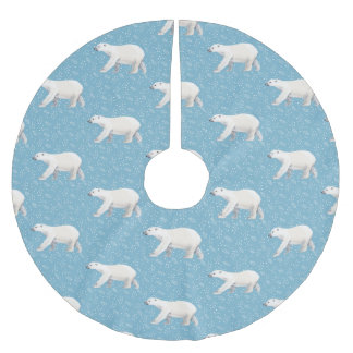 Watercolor Polar Bear Brushed Polyester Tree Skirt