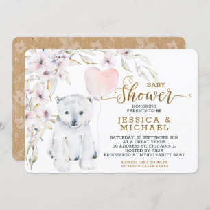 Watercolor Polar Bear Gender Neutral Baby Shower Invitation