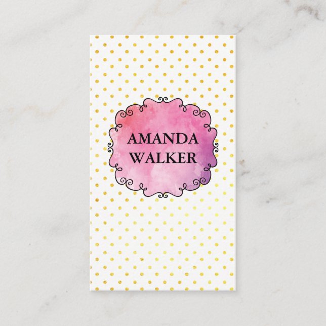Watercolor Polka Dot Business Card (Front)