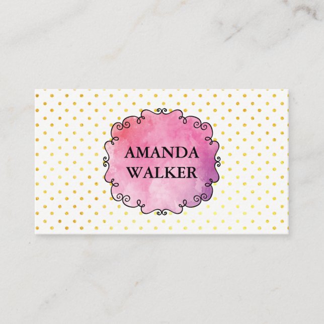 Watercolor Polka Dot Business Card (Front)