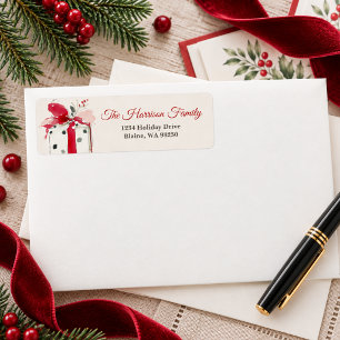 Watercolor Polka Dot Christmas Label