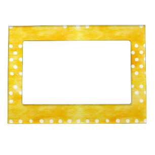 Watercolor Polka Dot - Earthy Yellow and White (1) Magnetic Frame