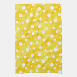 Watercolor Polka Dot - Earthy Yellow and White (2) Kitchen Towel