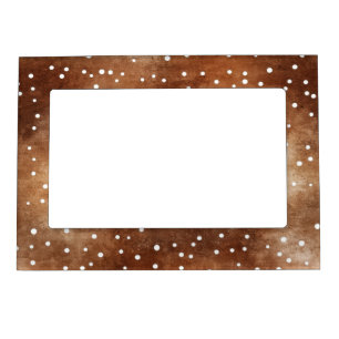Watercolor Polka Dot in Coffee Brown and White (2) Magnetic Frame