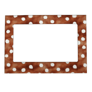 Watercolor Polka Dot in Coffee Brown and White Magnetic Frame