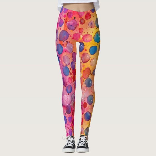 Watercolor Polka Dot  Leggings (Front)