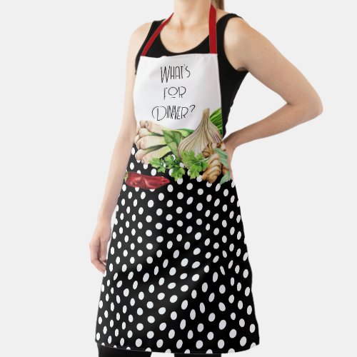Watercolor Polka Dot Whats for Dinner Apron