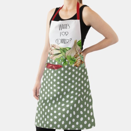 Watercolor Polka Dot Whats for Dinner Apron