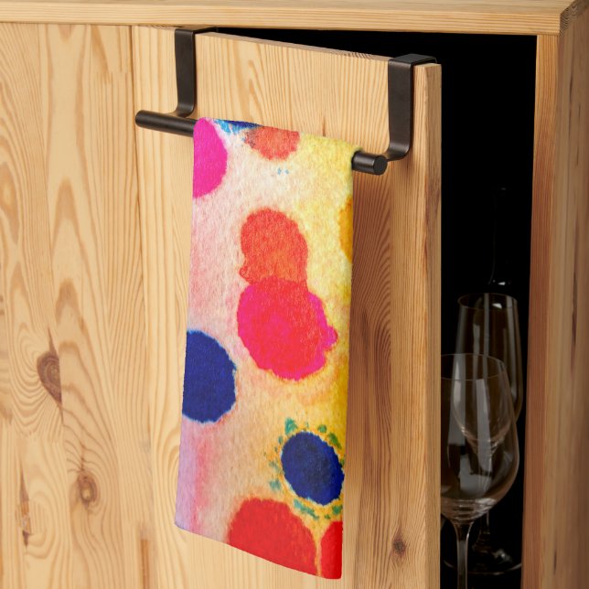 Watercolor polka dots cute circles kitchen towel (Thirds Fold)