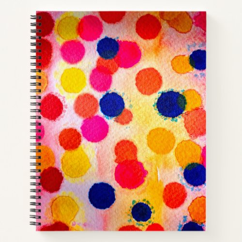 Watercolor polka dots cute circles notebook