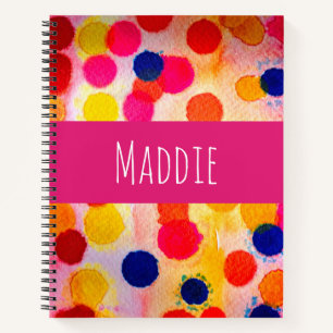 Watercolor polka dots cute circles notebook