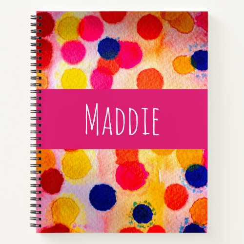 Watercolor polka dots cute circles notebook