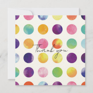Watercolor polka dots Flat Thank Card
