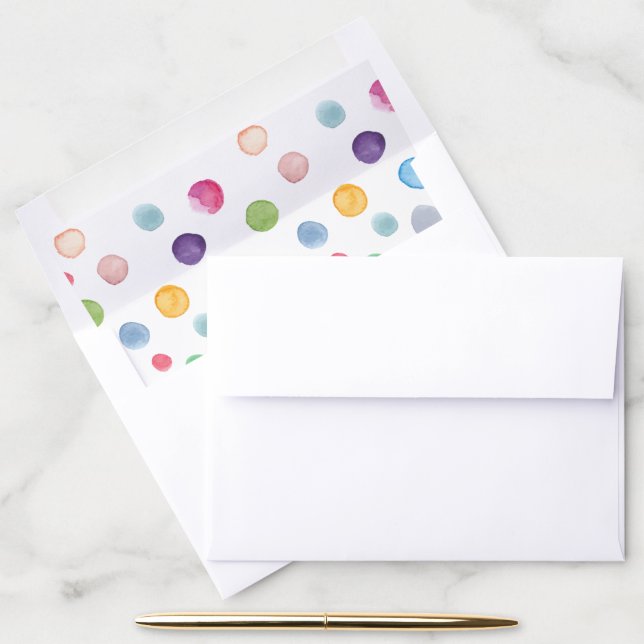 Watercolor Polka Dots On White Envelope Liner (Desk)