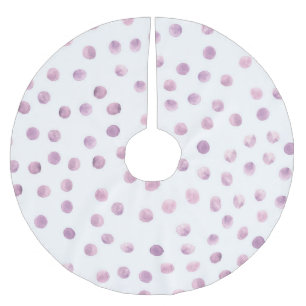 Watercolor polka dots, pink geometric background. brushed polyester tree skirt
