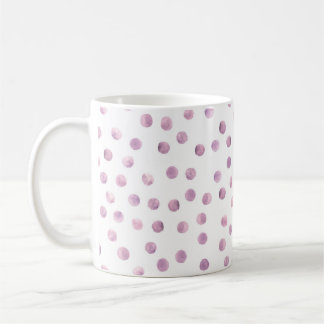 Watercolor polka dots, pink geometric background. coffee mug