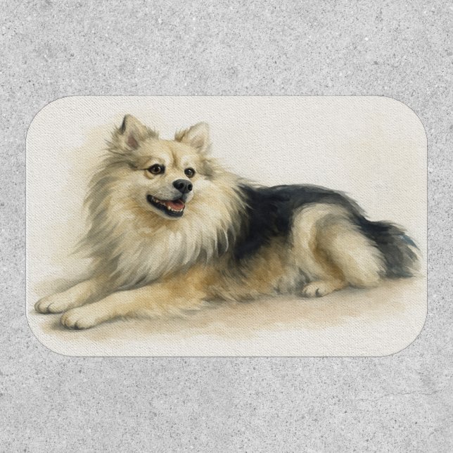 Watercolor Pomchi Dog Portrait  Patch (Front)