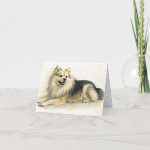 Watercolor Pomchi Dog Portrait Thank You Card