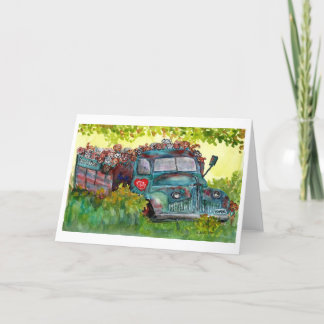 watercolor POMDR dog rescue truck w/adoptable dogs Thank You Card