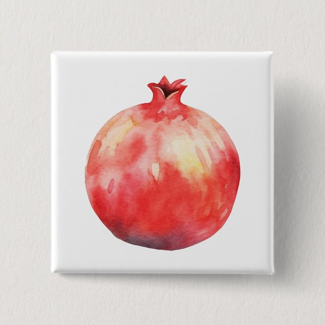 Watercolor Pomegranate Button (Front)