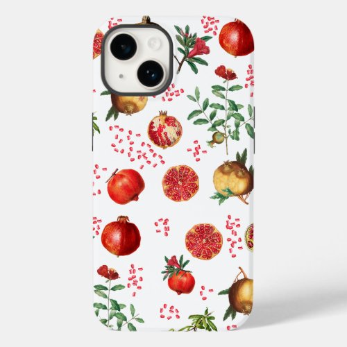 Watercolor Pomegranate Mediterranean Fruit Pattern Case_Mate iPhone 14 Case