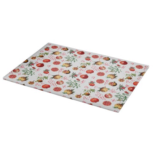 Watercolor Pomegranate Mediterranean Fruit Pattern Cutting Board