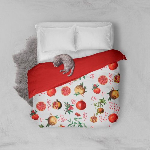 Watercolor Pomegranate Mediterranean Fruit Pattern Duvet Cover