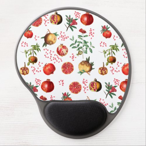 Watercolor Pomegranate Mediterranean Fruit Pattern Gel Mouse Pad